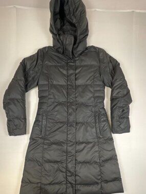 Patagonia Women Size S Down With It Parka Grey Hooded Puffer Long Jacket Coat